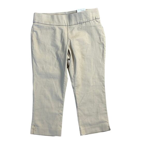 St. Johns Bay Womens Capri Pant 8P Pull On Slimming Tan Tummy Control - NEW - Picture 1 of 7